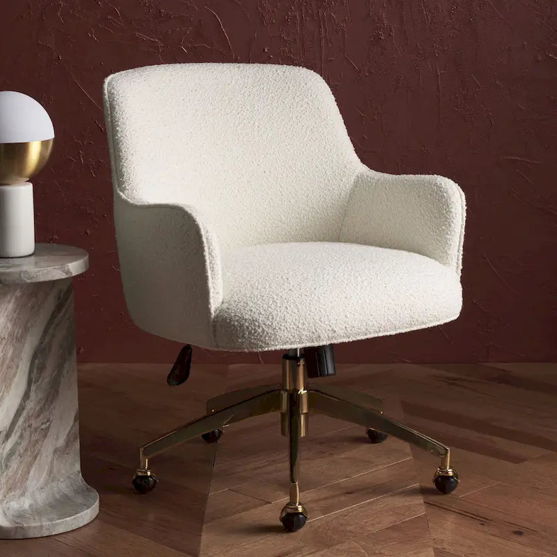 Sedia da scrivania girevole regolabile in velluto grigio chiaro con base argentata, 66Wx71Dx89H