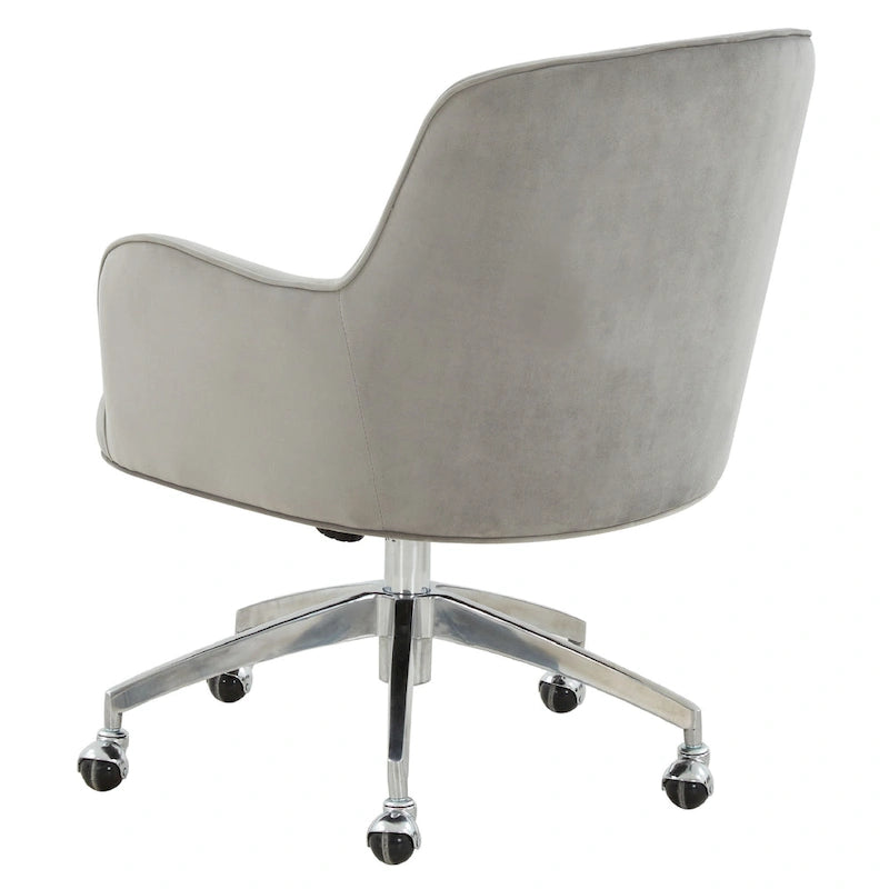 Sedia da scrivania girevole regolabile in velluto grigio chiaro con base argentata, 66Wx71Dx89H