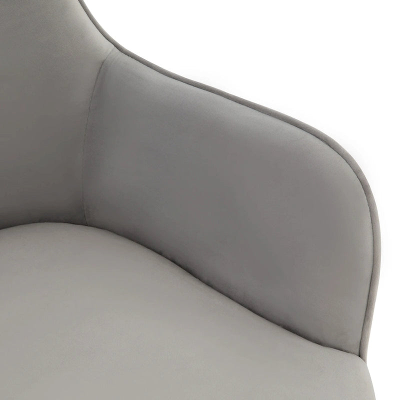 Sedia da scrivania girevole regolabile in velluto grigio chiaro con base argentata, 66Wx71Dx89H