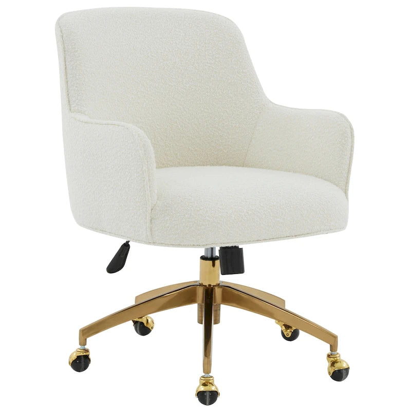 Sedia da scrivania girevole regolabile in velluto grigio chiaro con base argentata, 66Wx71Dx89H