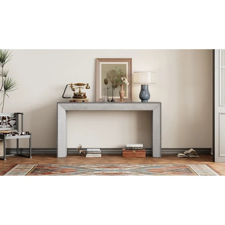 Consolle in stile camino con ripiano in impiallacciatura di legno, 59L x 15P x 32A