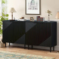 Set di 2 Madie Moderne con Ripiani Regolabili e Ante Geometriche