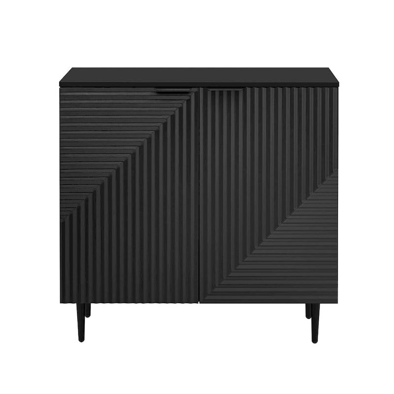 Set di 2 Madie Moderne con Ripiani Regolabili e Ante Geometriche
