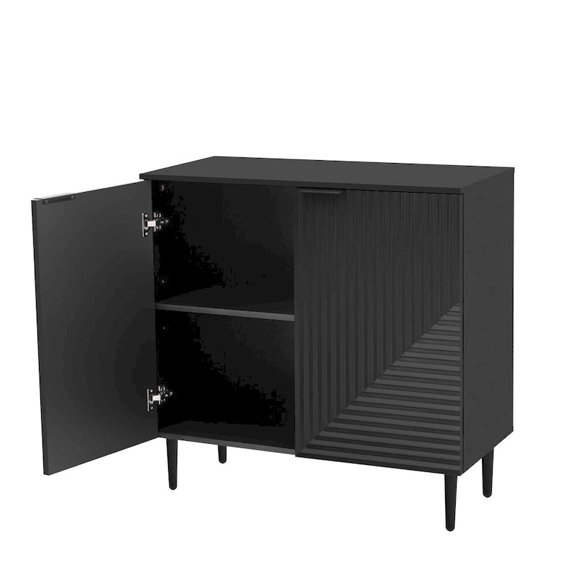 Set di 2 Madie Moderne con Ripiani Regolabili e Ante Geometriche
