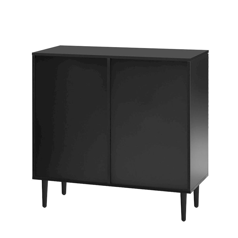 Set di 2 Madie Moderne con Ripiani Regolabili e Ante Geometriche