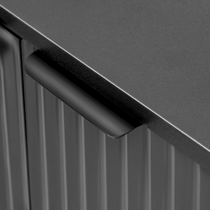 Set di 2 Madie Moderne con Ripiani Regolabili e Ante Geometriche
