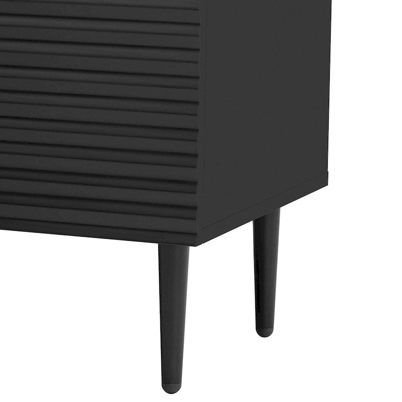 Set di 2 Madie Moderne con Ripiani Regolabili e Ante Geometriche