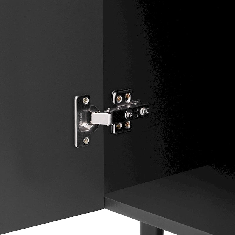 Set di 2 Madie Moderne con Ripiani Regolabili e Ante Geometriche