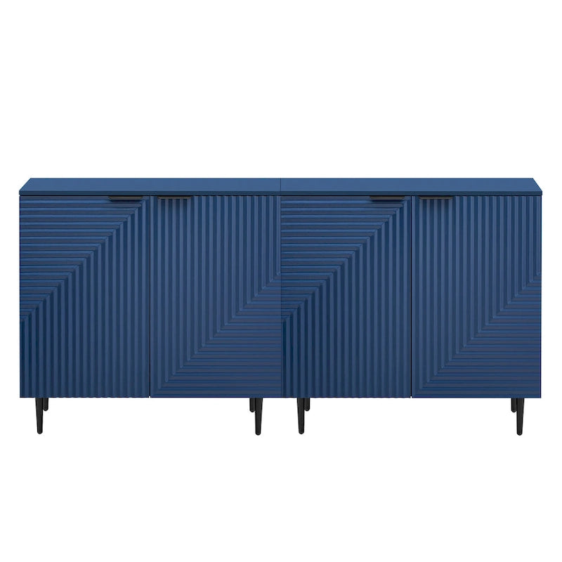 Set di 2 Madie Moderne con Ripiani Regolabili e Ante Geometriche