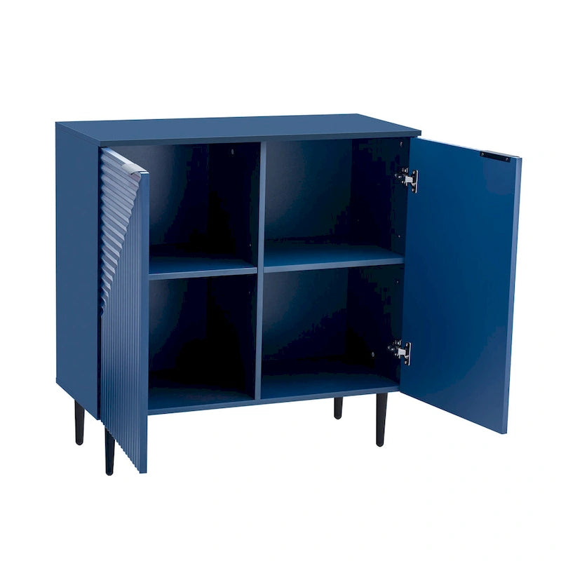 Set di 2 Madie Moderne con Ripiani Regolabili e Ante Geometriche