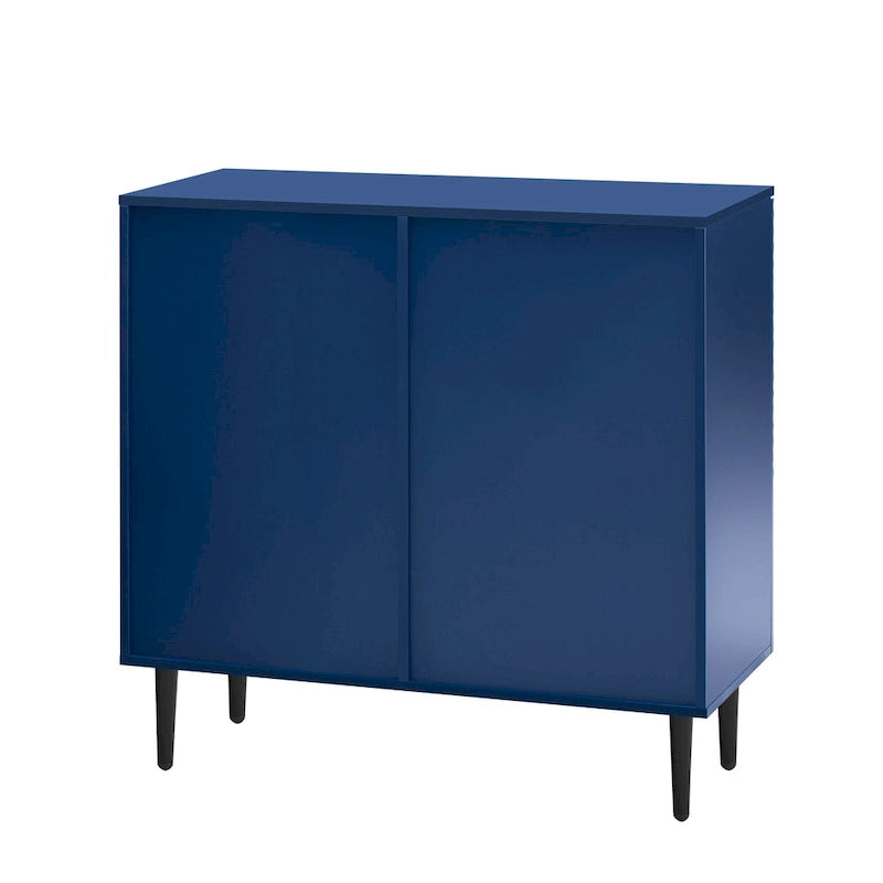 Set di 2 Madie Moderne con Ripiani Regolabili e Ante Geometriche