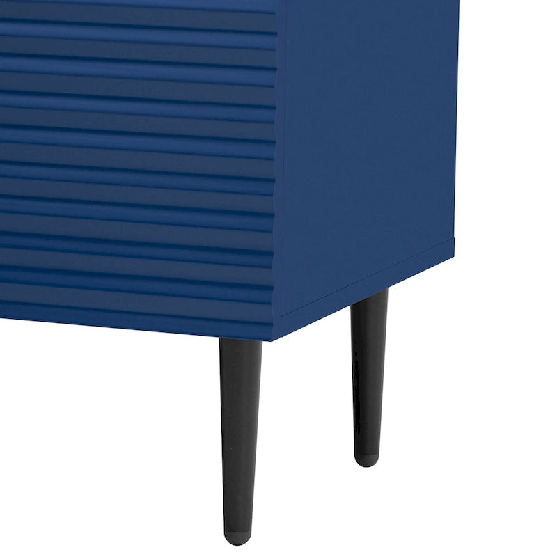 Set di 2 Madie Moderne con Ripiani Regolabili e Ante Geometriche