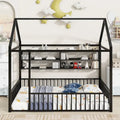 Struttura letto a casetta in metallo full size con ripiani a griglia, letto a pavimento per bambini