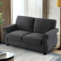 Divanetto in Velluto Stile Mid-Century Modern con Borchie e Gambe in Legno