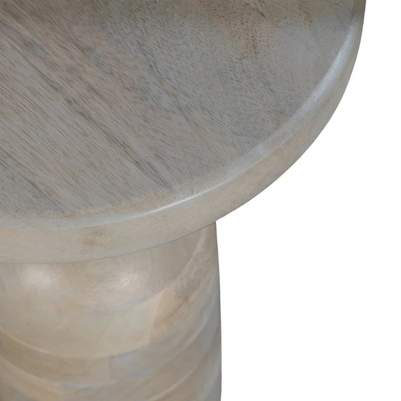 Tavolino Rotondo da 12 Pollici in Legno di Mango con Base a Colonna Tornita, Marrone Naturale