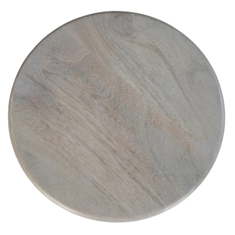 Tavolino Rotondo da 12 Pollici in Legno di Mango con Base a Colonna Tornita, Marrone Naturale
