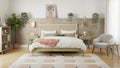 Solid Wood Platform King Bed With Rattan