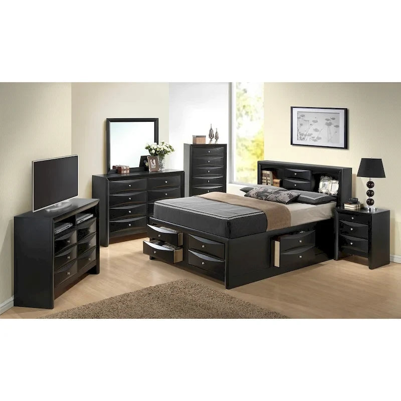 Letto contenitore matrimoniale con cassetti sotto il letto, finitura ciliegio, 57L x 87P x 49H