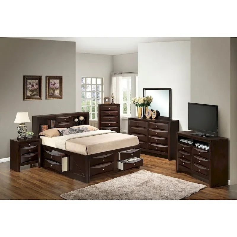 Letto contenitore matrimoniale con cassetti sotto il letto, finitura ciliegio, 57L x 87P x 49H