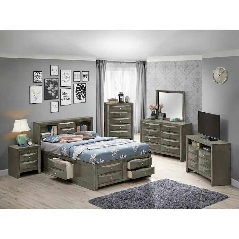 Letto contenitore matrimoniale con cassetti sotto il letto, finitura ciliegio, 57L x 87P x 49H