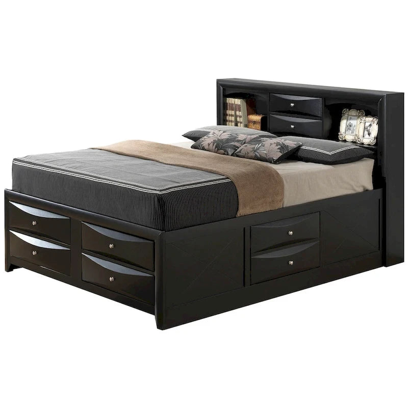 Letto contenitore matrimoniale con cassetti sotto il letto, finitura ciliegio, 57L x 87P x 49H