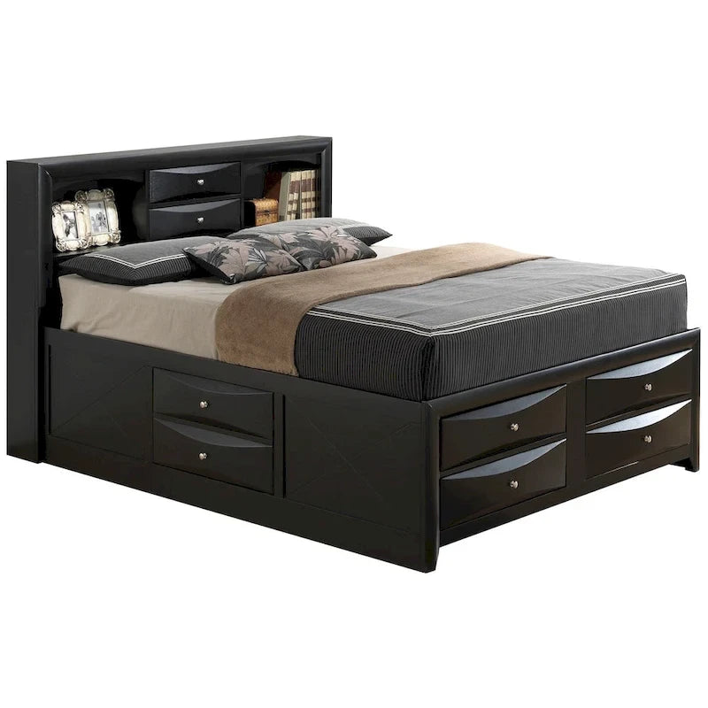 Letto contenitore matrimoniale con cassetti sotto il letto, finitura ciliegio, 57L x 87P x 49H