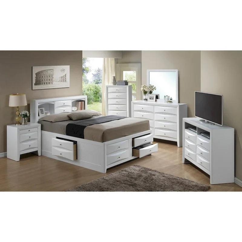 Letto contenitore matrimoniale con cassetti sotto il letto, finitura ciliegio, 57L x 87P x 49H