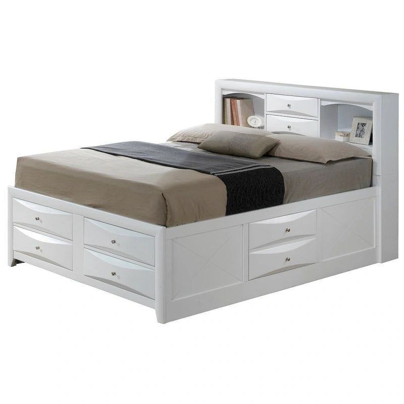 Letto contenitore matrimoniale con cassetti sotto il letto, finitura ciliegio, 57L x 87P x 49H
