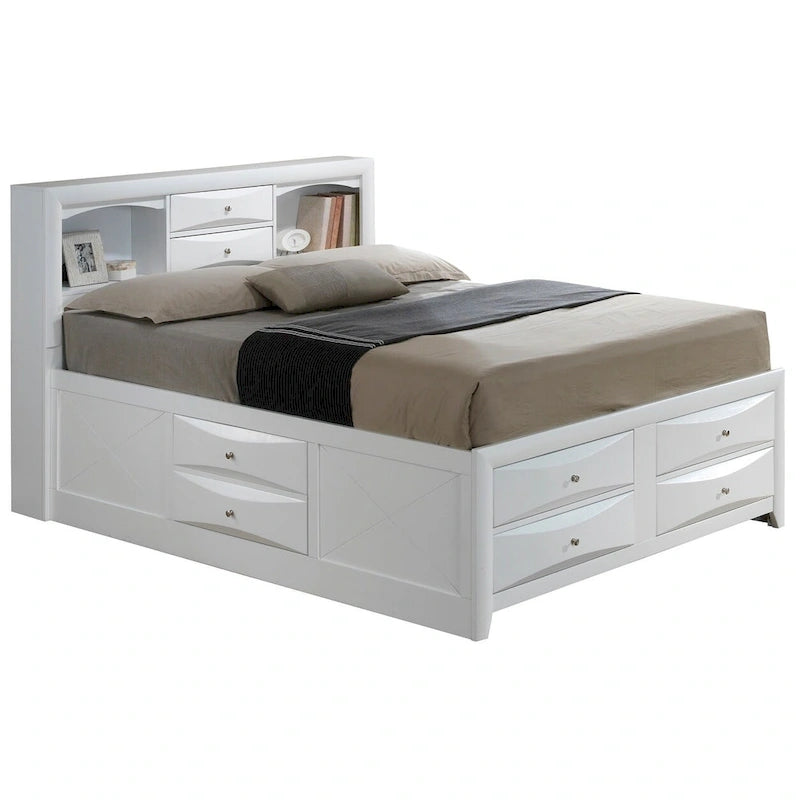 Letto contenitore matrimoniale con cassetti sotto il letto, finitura ciliegio, 57L x 87P x 49H