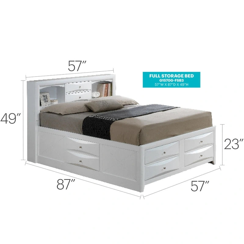 Letto contenitore matrimoniale con cassetti sotto il letto, finitura ciliegio, 57L x 87P x 49H