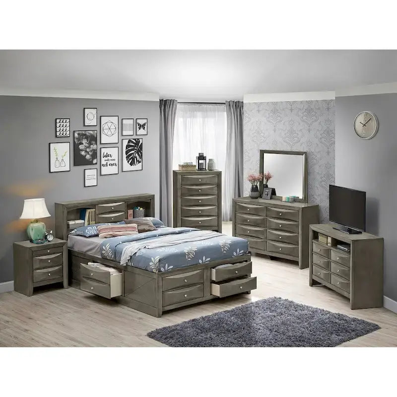 Letto contenitore matrimoniale con cassetti sotto il letto, finitura ciliegio, 57L x 87P x 49H