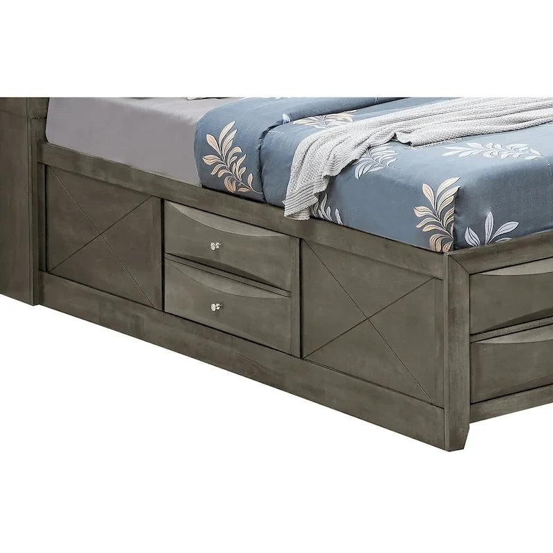 Letto contenitore matrimoniale con cassetti sotto il letto, finitura ciliegio, 57L x 87P x 49H