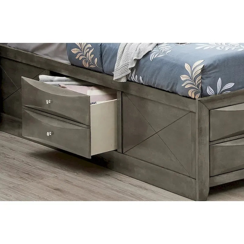 Letto contenitore matrimoniale con cassetti sotto il letto, finitura ciliegio, 57L x 87P x 49H