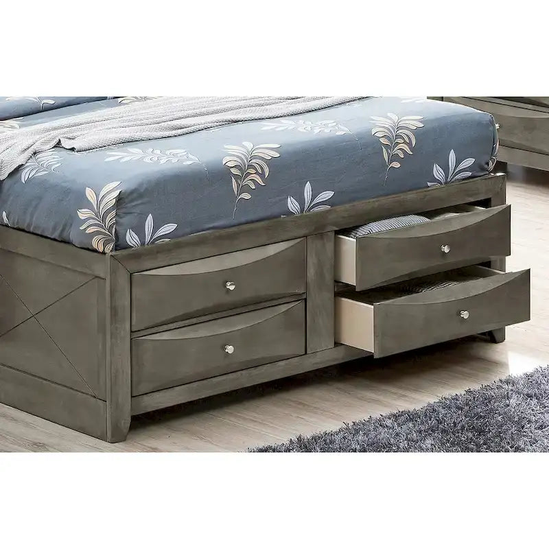 Letto contenitore matrimoniale con cassetti sotto il letto, finitura ciliegio, 57L x 87P x 49H
