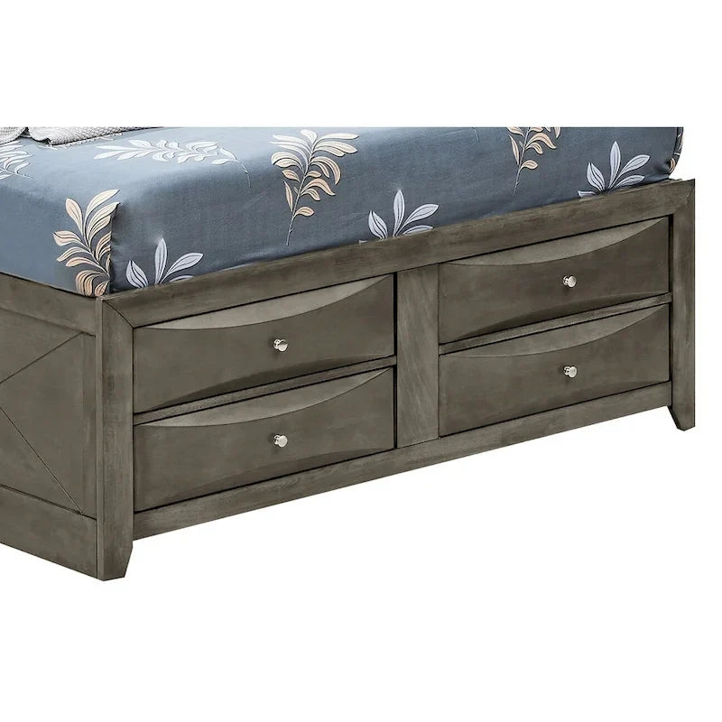 Letto contenitore matrimoniale con cassetti sotto il letto, finitura ciliegio, 57L x 87P x 49H