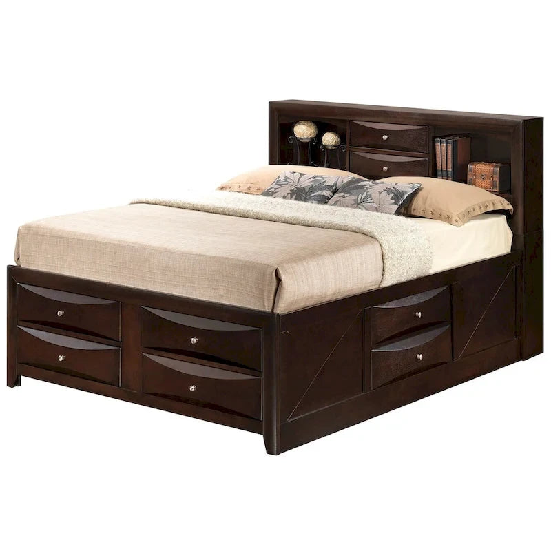 Letto contenitore matrimoniale con cassetti sotto il letto, finitura ciliegio, 57L x 87P x 49H
