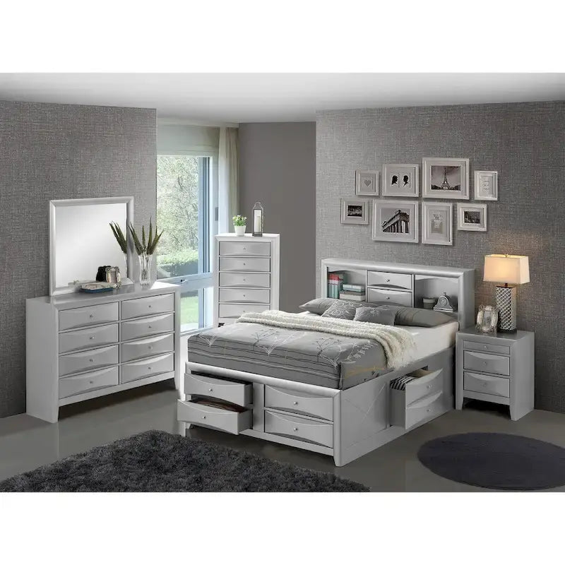 Letto contenitore matrimoniale con cassetti sotto il letto, finitura ciliegio, 57L x 87P x 49H
