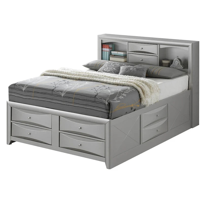 Letto contenitore matrimoniale con cassetti sotto il letto, finitura ciliegio, 57L x 87P x 49H