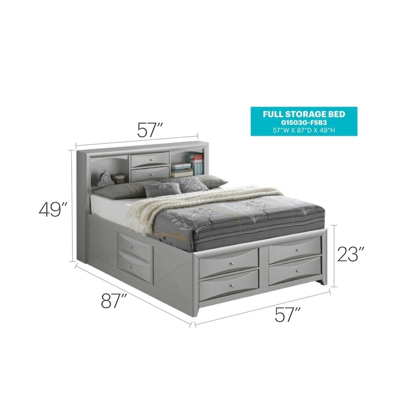 Letto contenitore matrimoniale con cassetti sotto il letto, finitura ciliegio, 57L x 87P x 49H