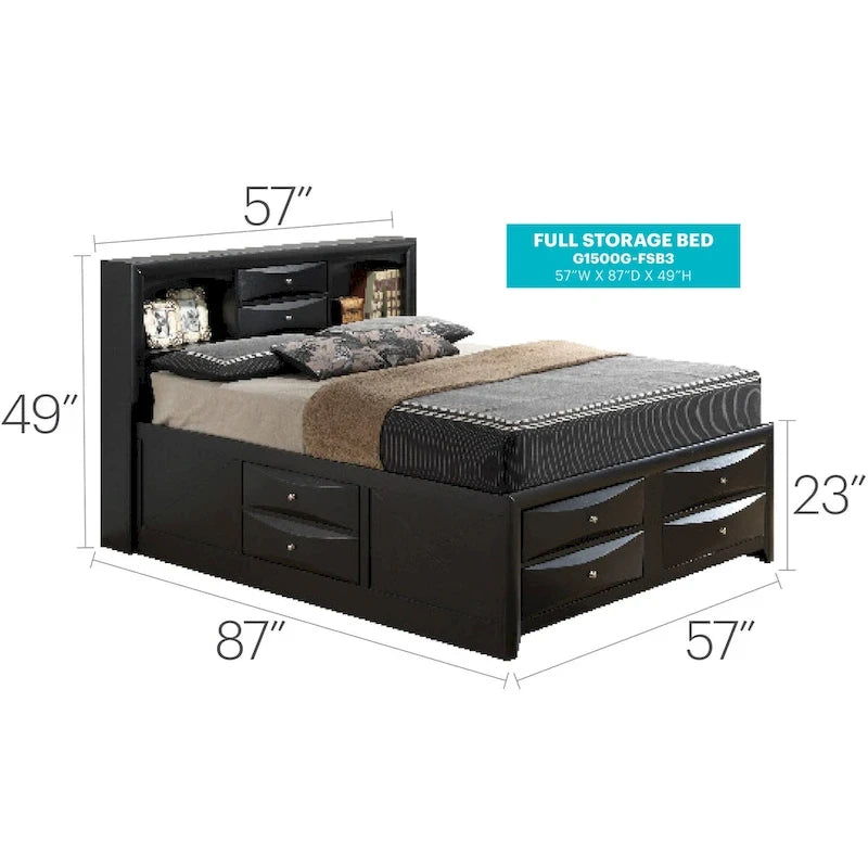 Letto contenitore matrimoniale con cassetti sotto il letto, finitura ciliegio, 57L x 87P x 49H
