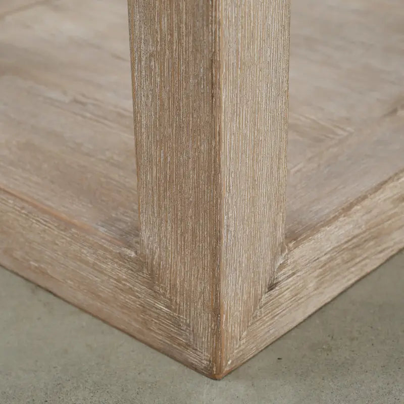 Tavolino artigianale in legno di recupero, finitura bianca slavata, 21L x 21P x 22A