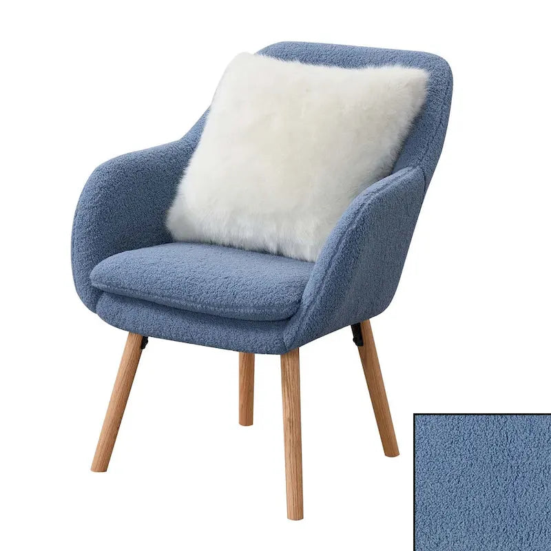 Poltrona accent Sherpa Wingback con gambe in legno massello e cuscino sfoderabile