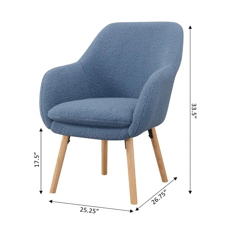 Poltrona accent Sherpa Wingback con gambe in legno massello e cuscino sfoderabile