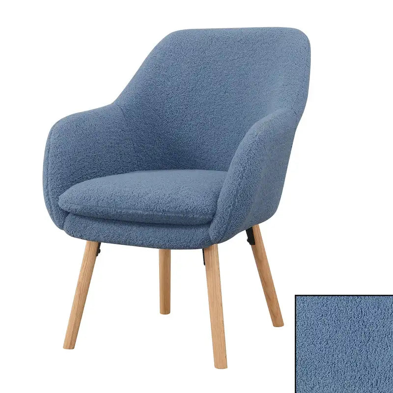 Poltrona accent Sherpa Wingback con gambe in legno massello e cuscino sfoderabile