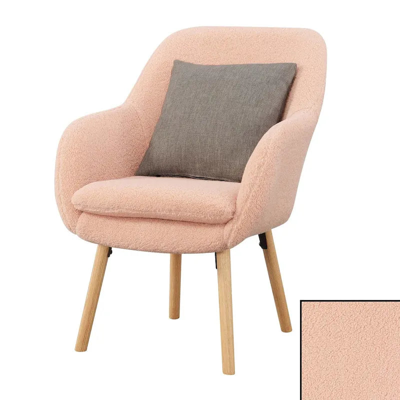 Poltrona accent Sherpa Wingback con gambe in legno massello e cuscino sfoderabile