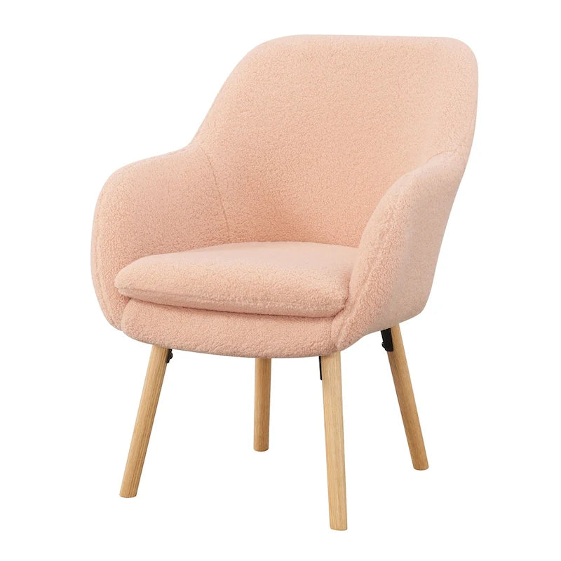 Poltrona accent Sherpa Wingback con gambe in legno massello e cuscino sfoderabile