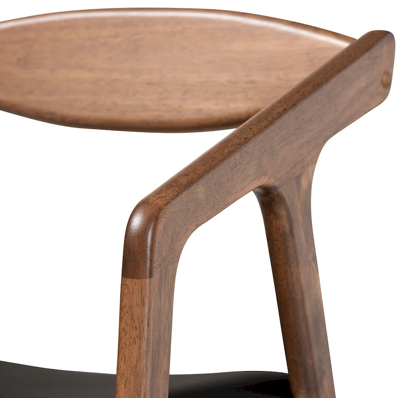 Sedie da pranzo moderne di metà secolo con seduta in similpelle e struttura in legno, set da 2