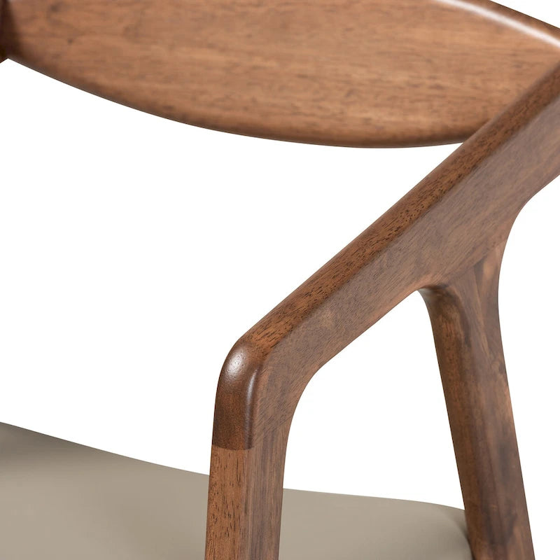 Sedie da pranzo moderne di metà secolo con seduta in similpelle e struttura in legno, set da 2