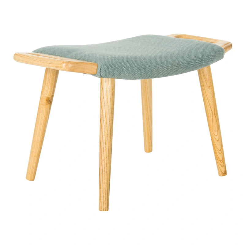 Panca Mid-Century con Struttura in Legno di Olmo Naturale e Rivestimento Neutro, 12Wx25Dx15H