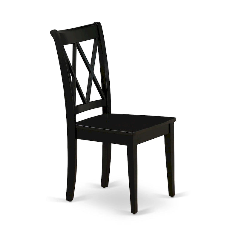 Sedie da pranzo in legno con schienale a doppia croce, set da 2, legno massello nero